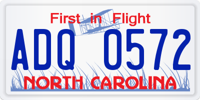 NC license plate ADQ0572