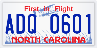 NC license plate ADQ0601