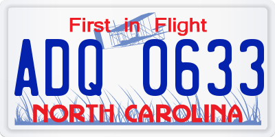 NC license plate ADQ0633