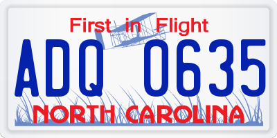 NC license plate ADQ0635