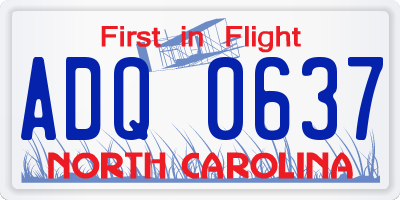 NC license plate ADQ0637