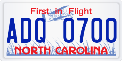 NC license plate ADQ0700
