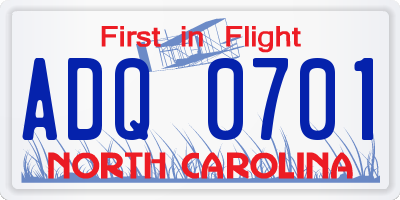 NC license plate ADQ0701