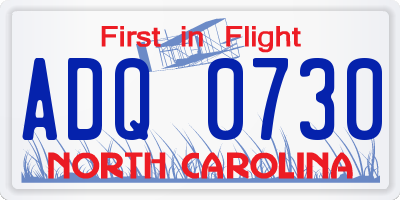 NC license plate ADQ0730