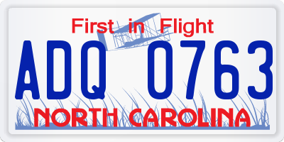 NC license plate ADQ0763