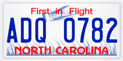 NC license plate ADQ0782