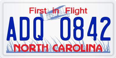 NC license plate ADQ0842