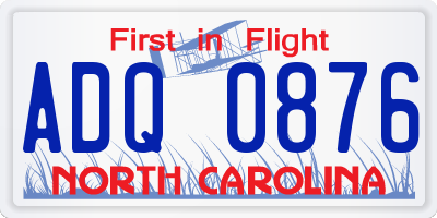 NC license plate ADQ0876