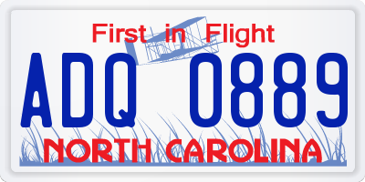 NC license plate ADQ0889