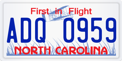 NC license plate ADQ0959