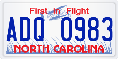 NC license plate ADQ0983