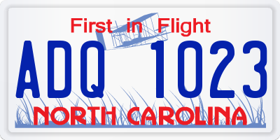 NC license plate ADQ1023