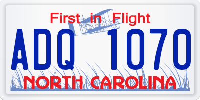 NC license plate ADQ1070