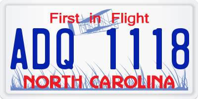 NC license plate ADQ1118