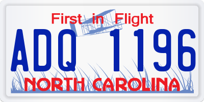 NC license plate ADQ1196