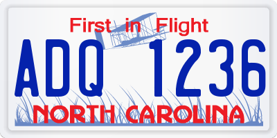 NC license plate ADQ1236