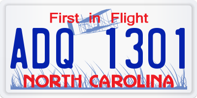 NC license plate ADQ1301