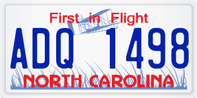 NC license plate ADQ1498