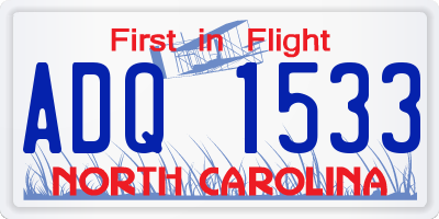 NC license plate ADQ1533