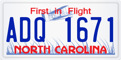 NC license plate ADQ1671