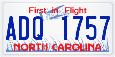 NC license plate ADQ1757