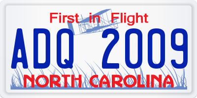 NC license plate ADQ2009