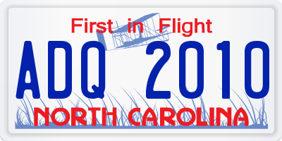 NC license plate ADQ2010