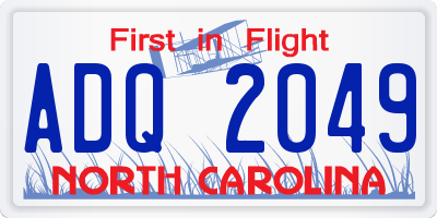 NC license plate ADQ2049