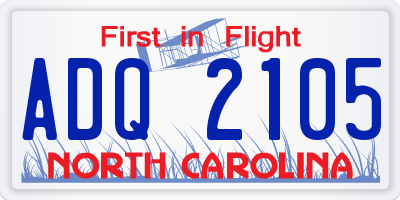 NC license plate ADQ2105