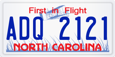 NC license plate ADQ2121