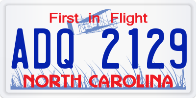NC license plate ADQ2129