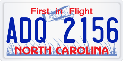 NC license plate ADQ2156
