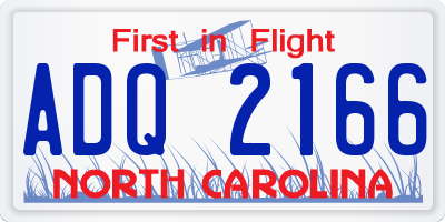 NC license plate ADQ2166