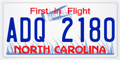 NC license plate ADQ2180