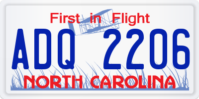NC license plate ADQ2206
