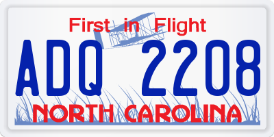 NC license plate ADQ2208