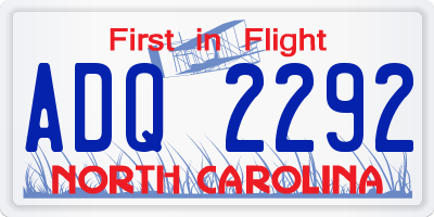 NC license plate ADQ2292
