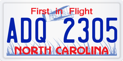 NC license plate ADQ2305