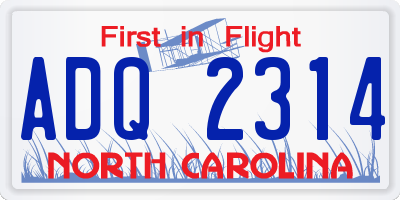 NC license plate ADQ2314