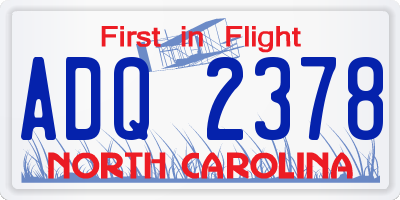 NC license plate ADQ2378