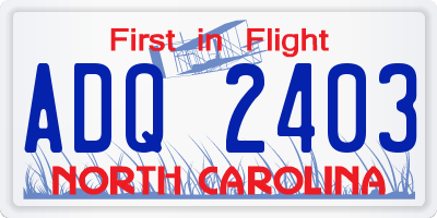 NC license plate ADQ2403