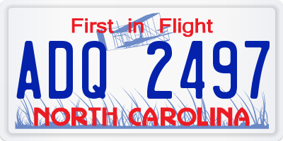 NC license plate ADQ2497