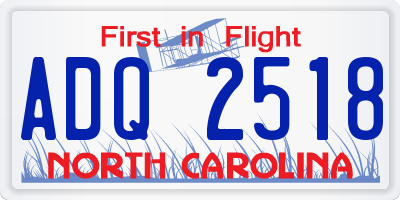 NC license plate ADQ2518