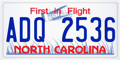NC license plate ADQ2536