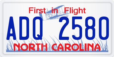 NC license plate ADQ2580