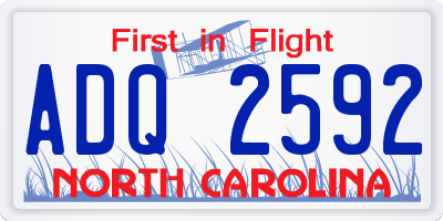NC license plate ADQ2592