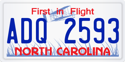 NC license plate ADQ2593