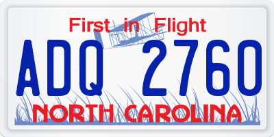 NC license plate ADQ2760