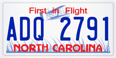 NC license plate ADQ2791