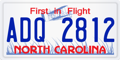 NC license plate ADQ2812